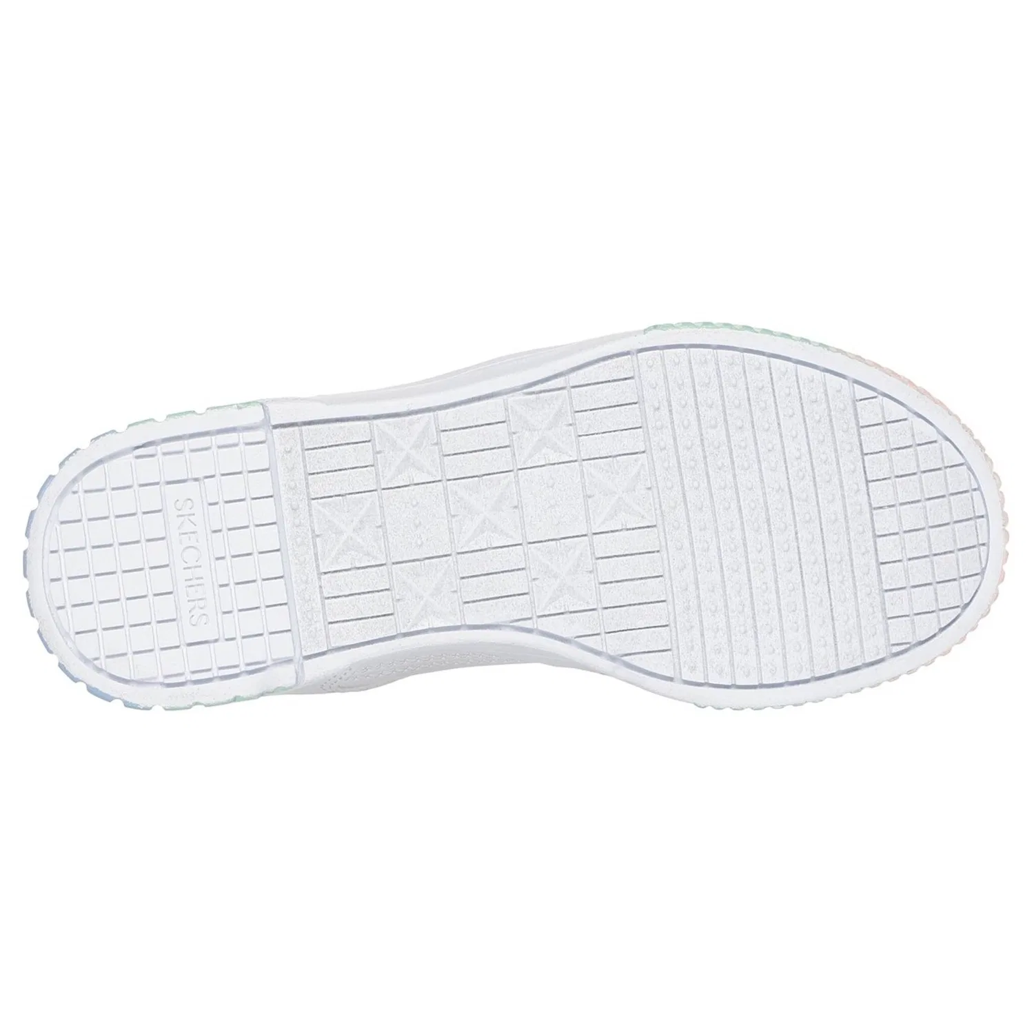 Детские кроссовки на шнуровке с радужной подошвой Skechers, White/Green — фото 3