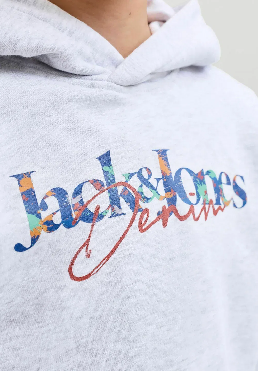 Толстовка с капюшоном Jack & Jones Junior, White Melange — фото 4