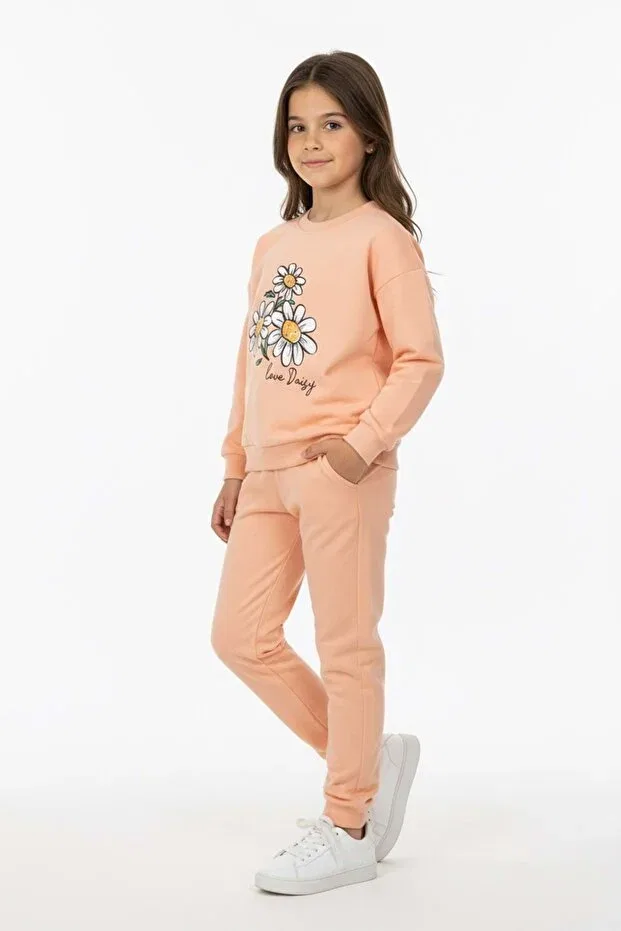 Детский спортивный костюм для девочек с принтом Daisy motif Mnk Baby&Kids, Somon — фото 4