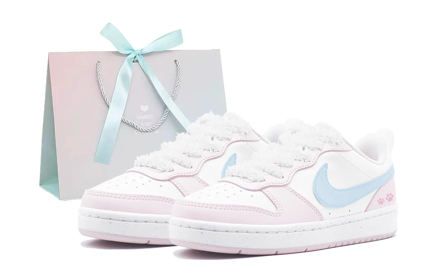 Детские кроссовки для скейтбординга Nike Court Borough, Цвет Pink White