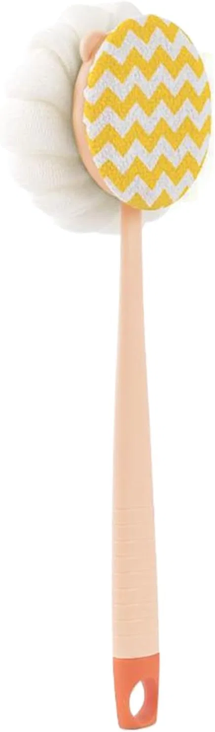 Скребок для спины с люфой, 2-в-1, мягкие щетинки, Generic, 150 г, Розовый