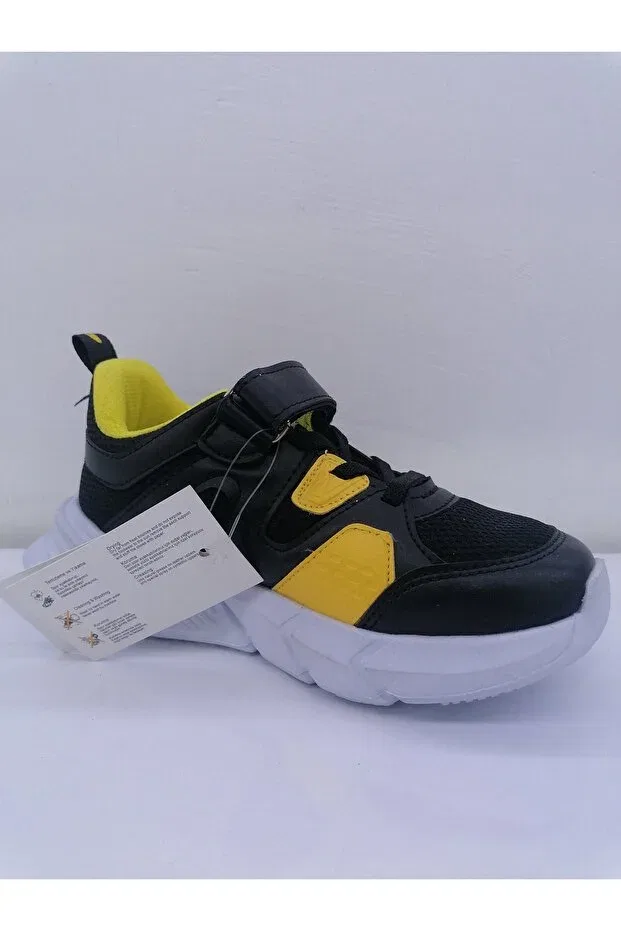 Детские кеды для девочек с коротким каблуком Mpkids, Black Yellow — фото 2