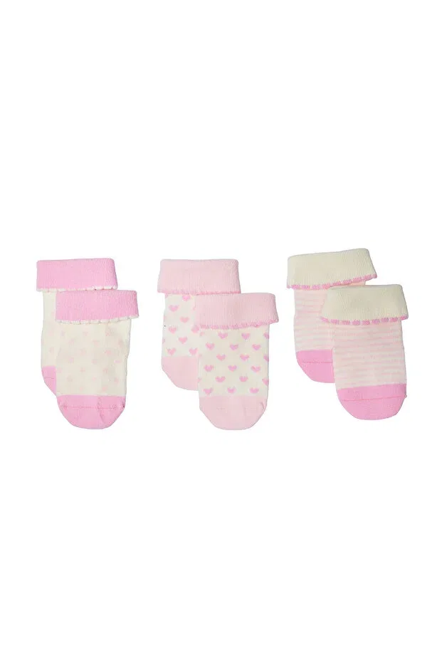 Детские носки для девочек полосатые Ebebek Hello Baby, Light Pink