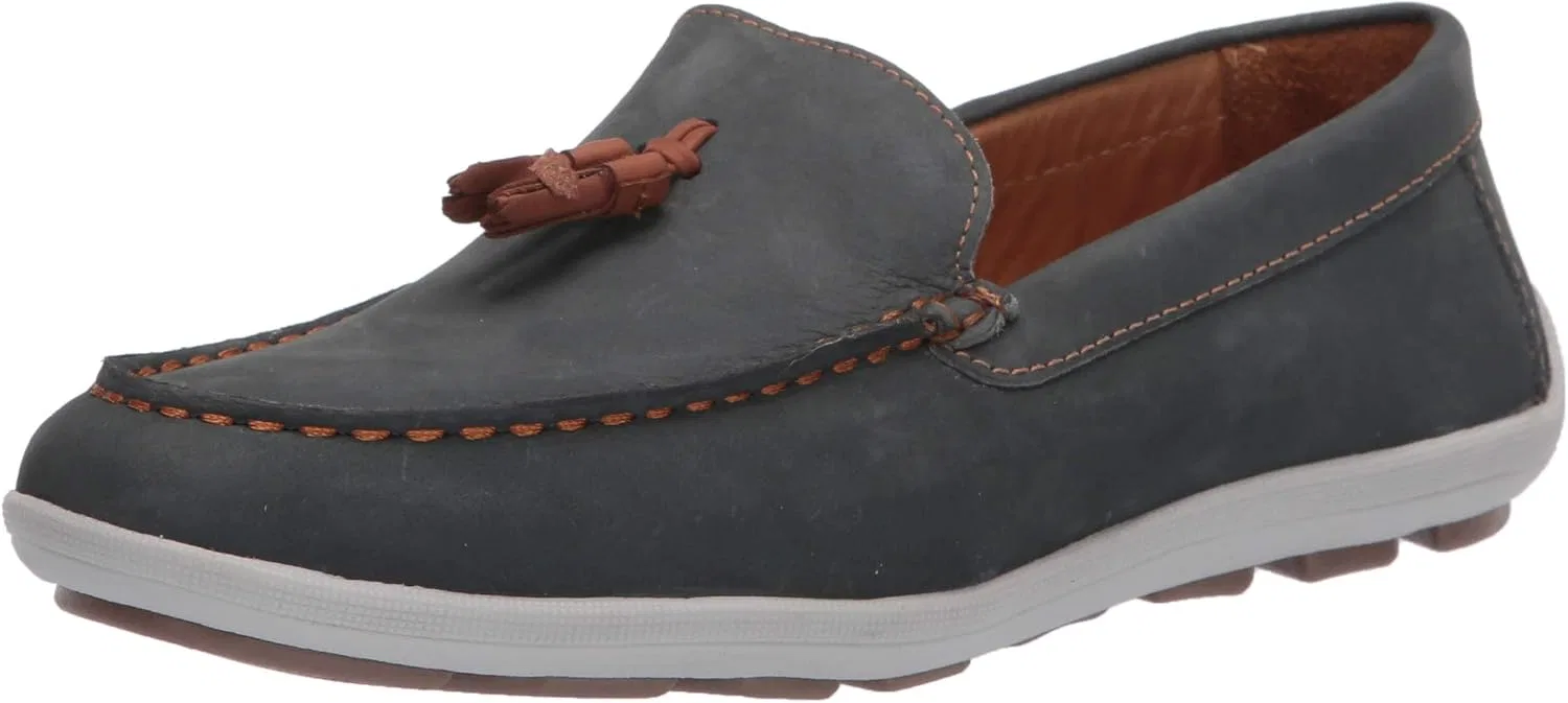 Детские лоферы с кисточкой из натуральной кожи Driver Club USA, Frost Blue Nubuck
