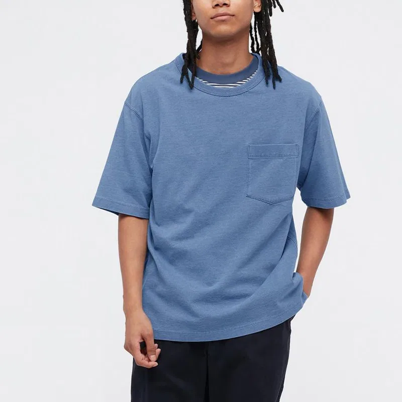 Женская футболка свободного кроя с рукавом до локтя Pink Blue UNIQLO — фото 3