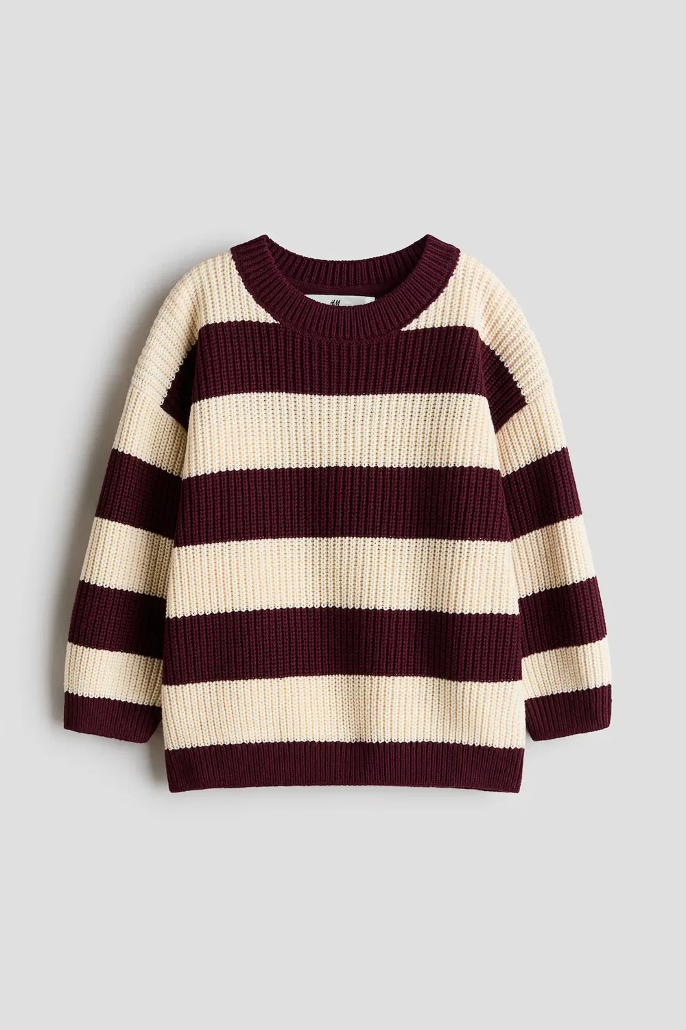 Свитер из лакированной вязки H&M, Dunkelrot/Gestreift