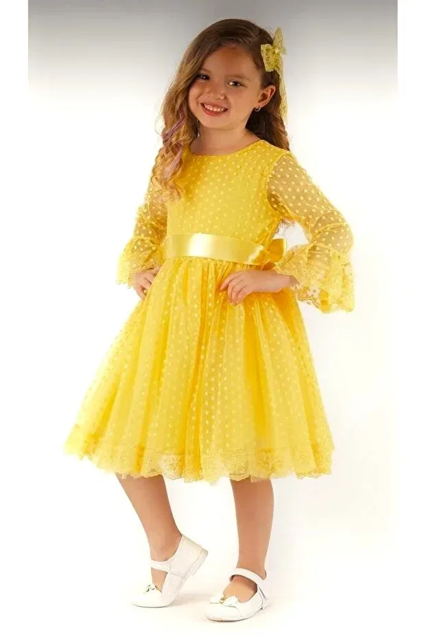 Детское платье для девочек кружевное Princess lace Kt Pera Baby, Sarı