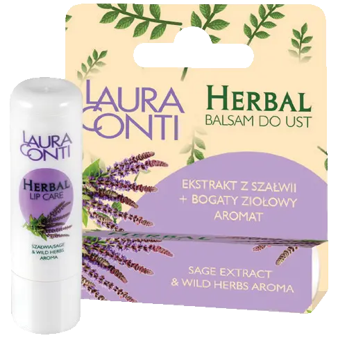 Laura Conti Herbal помада защитная с экстрактом шалфея, 4,8 г — фото 4
