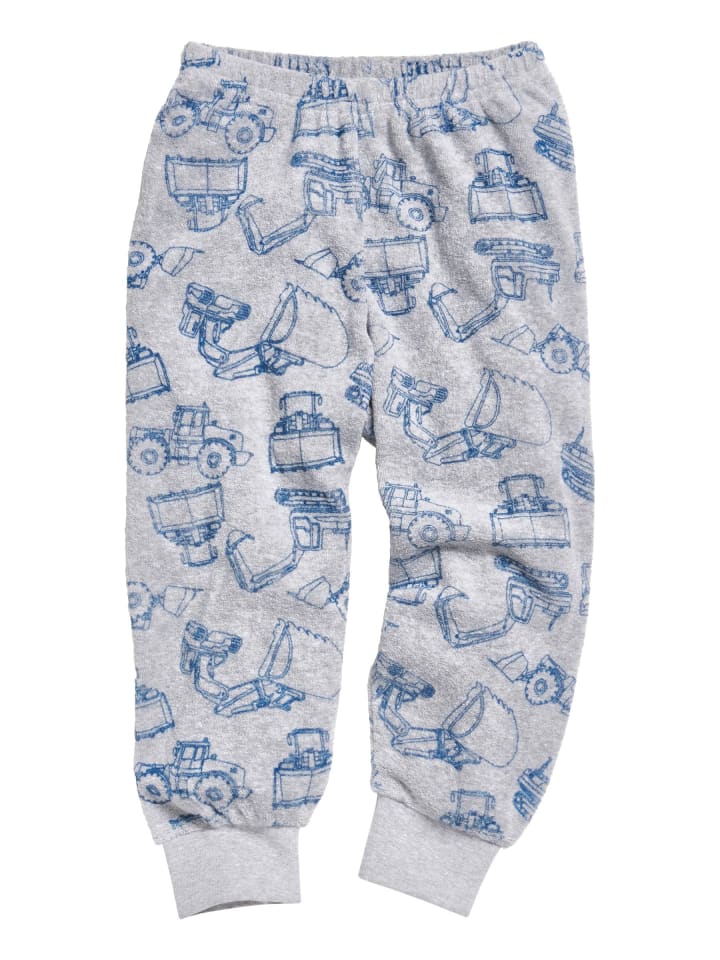 Playshoes Пижама из махровой ткани с рисунком экскаватора, темно-синего цвета — фото 4