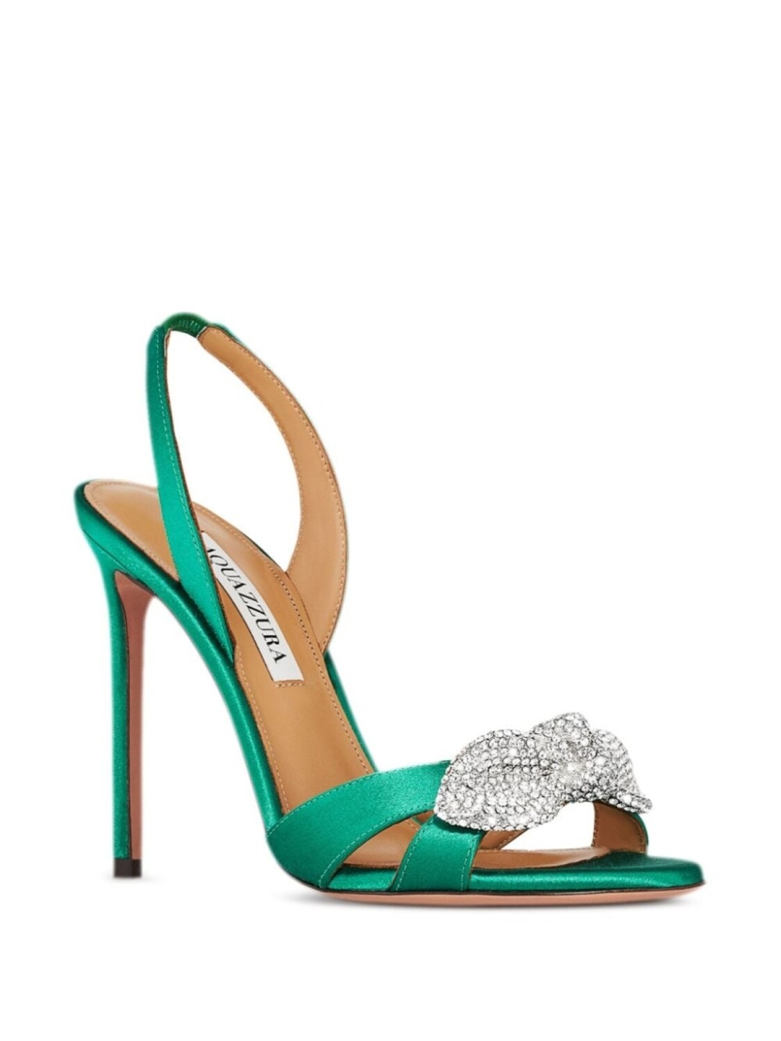 Aquazzura босоножки Very Bow Tie Crystal Sandal 105, зеленый — фото 2
