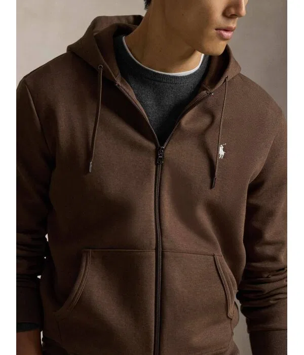 Мужская толстовка с капюшоном на молнии Polo Ralph Lauren, коричневый — фото 4