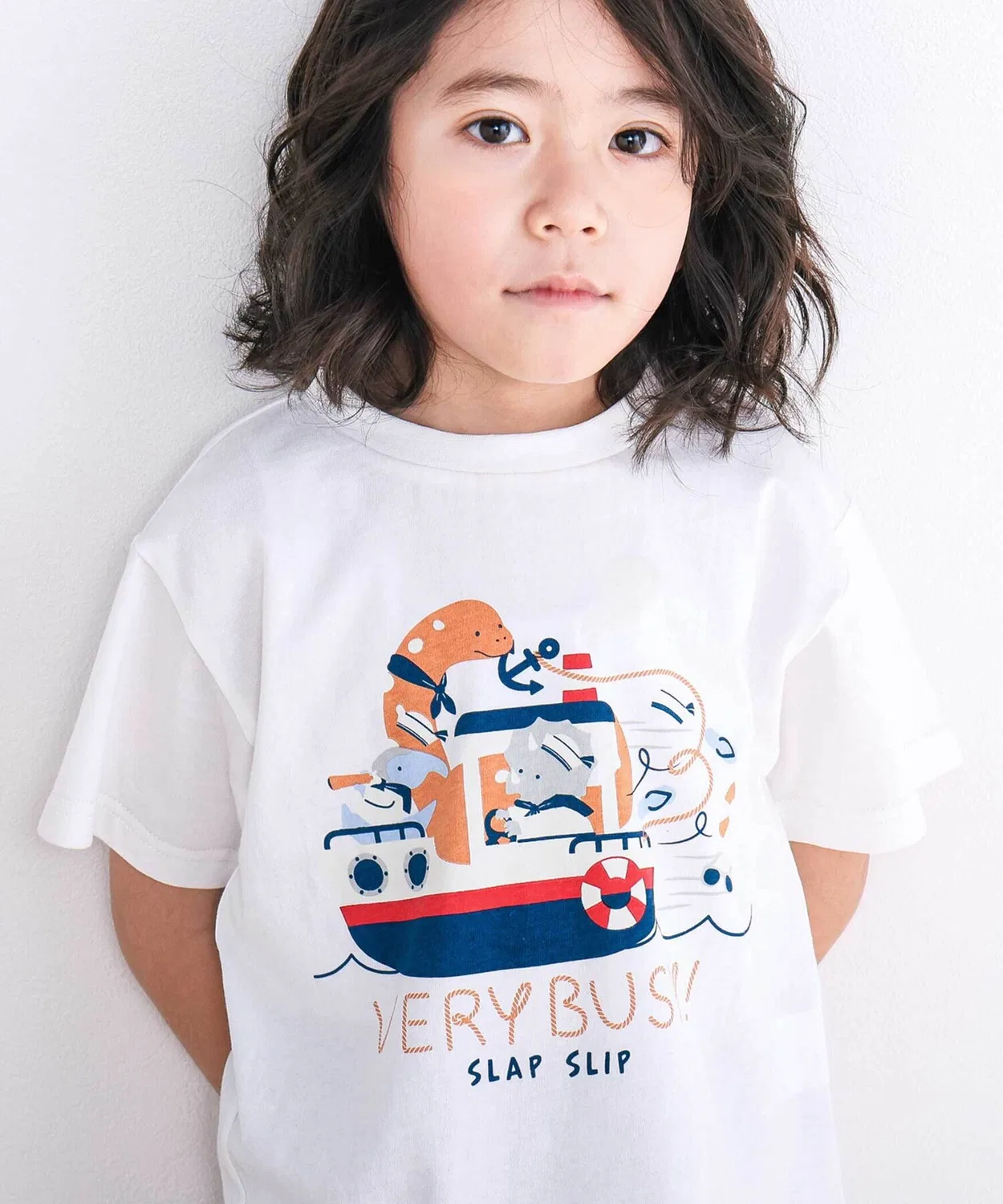 Детская футболка с коротким рукавом, модель Waku Waku SLAP SLIP, White