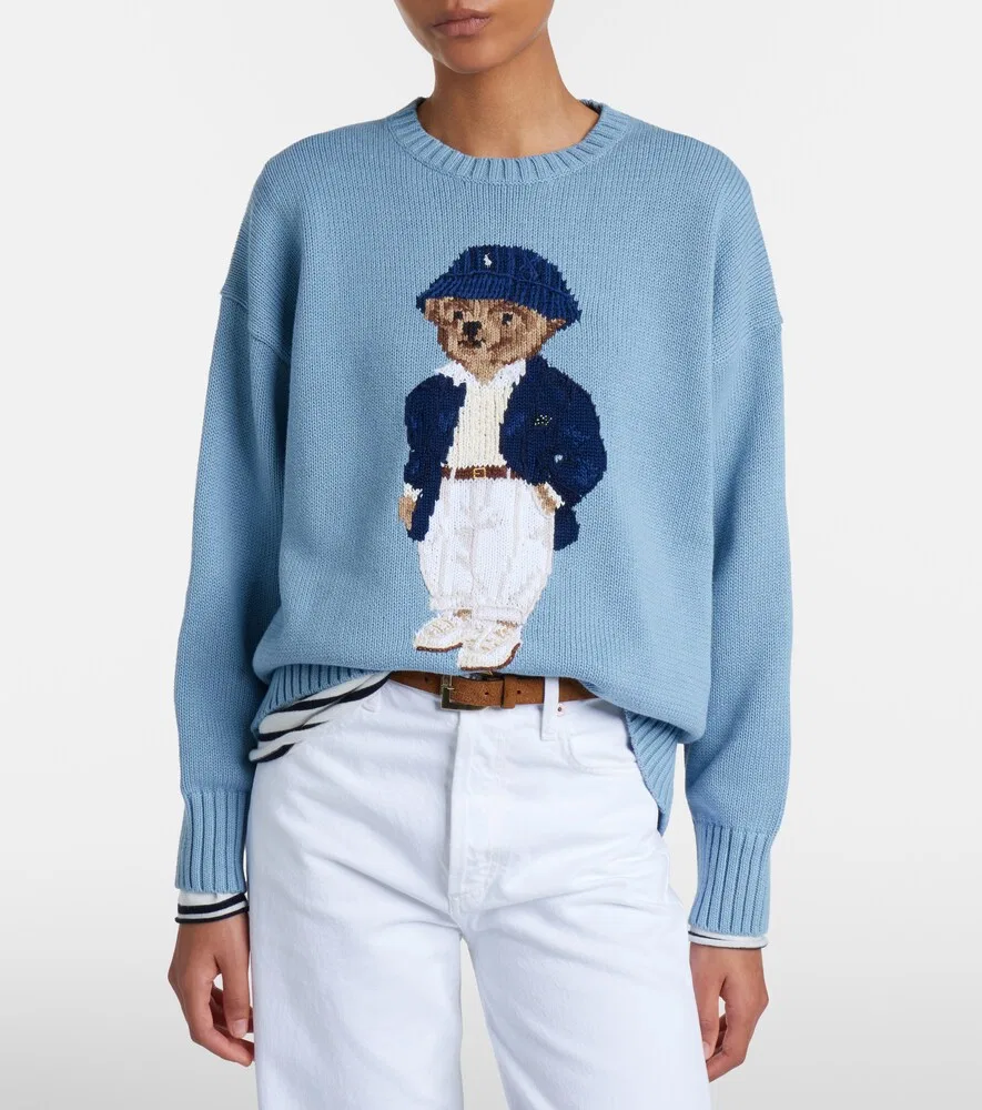 Хлопковый свитер большого размера Polo Bear Polo Ralph Lauren, синий — фото 2