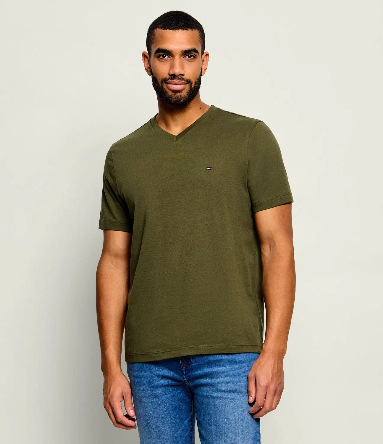 Футболка с V-образным вырезом Essential Tommy Hilfiger, Verde Oliva