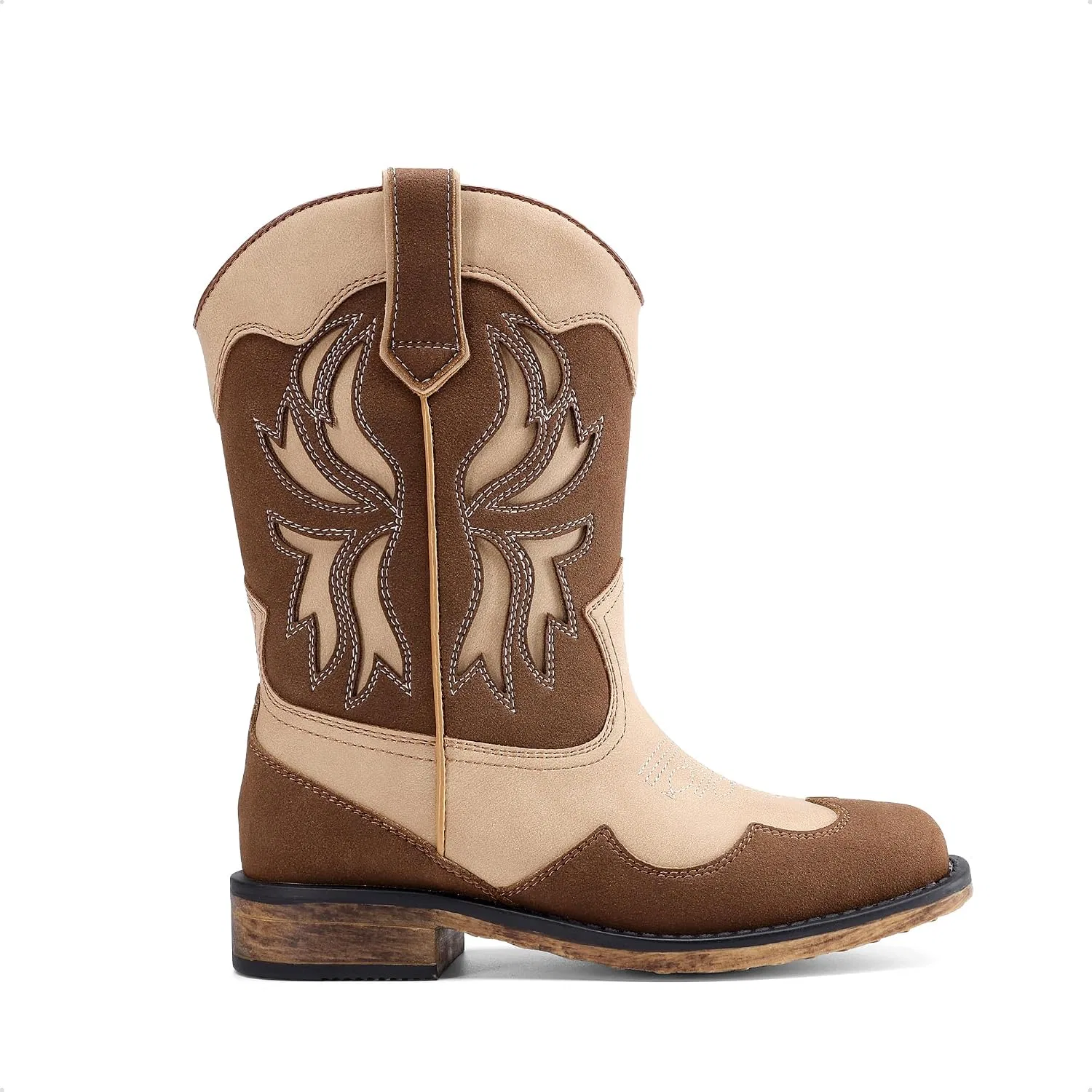 Детские сапоги для девочек с вышивкой Western DREAM PAIRS, Brown/Camo — фото 4