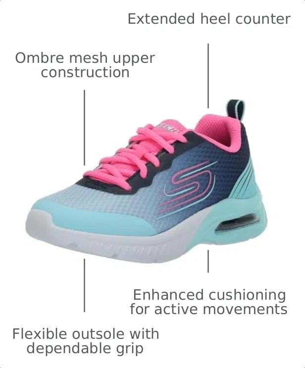 Детские кроссовки для девочек Microspec Max Plus Echo Speed Skechers, Navy/Aqua — фото 3