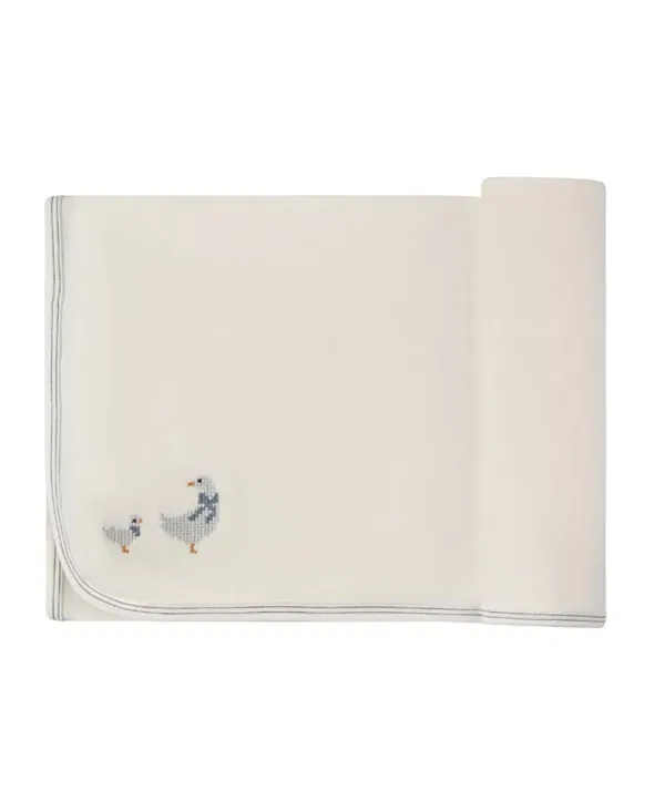 Детский комплект для новорожденных с вышивкой Cross Stitch Duckling Collection Ely'S & Co., Ivory/Blue — фото 4