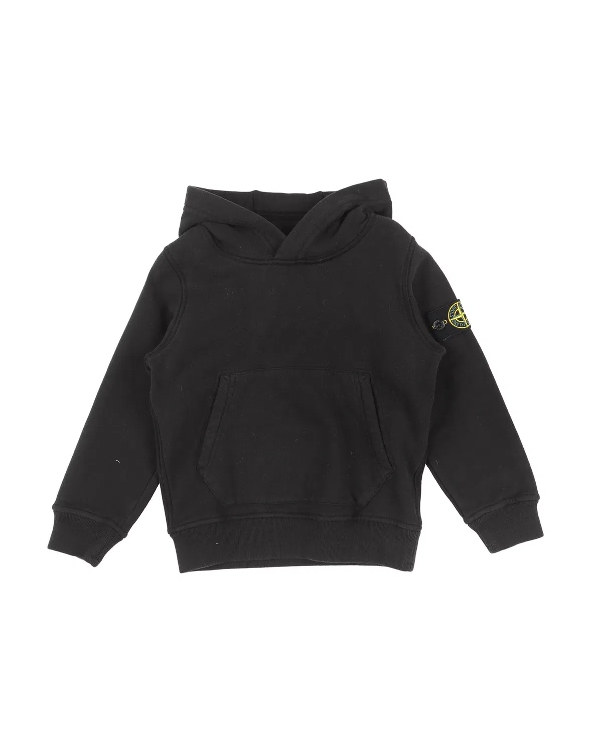 Детский свитшот для мальчиков на флисе с капюшоном Stone Island Junior, черный