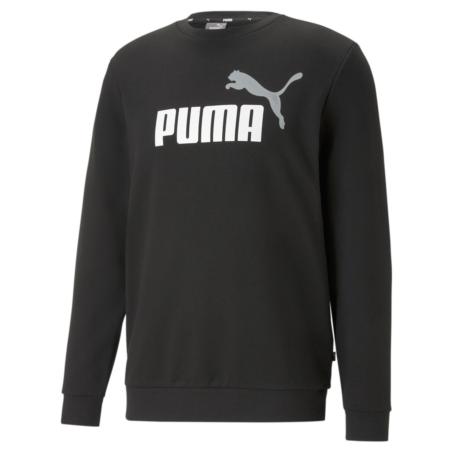 

Двухцветная мужская толстовка с круглым вырезом Essentials+ с большим логотипом PUMA, черно-белый