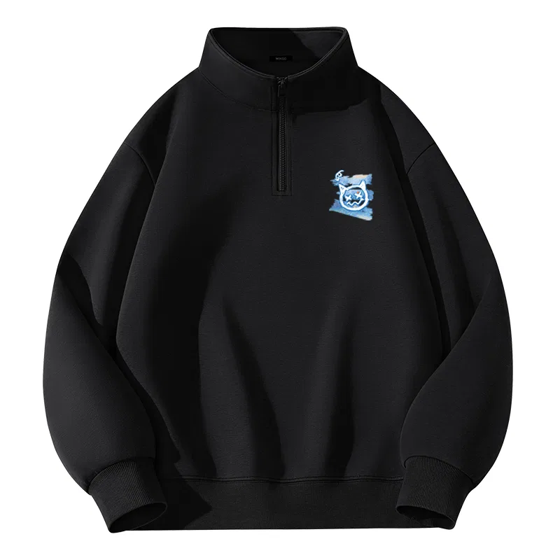 Детское свитшот унисекс с принтом MINISO, Navy Blue (Graffiti Blue Bear Chest Logo) — фото 4