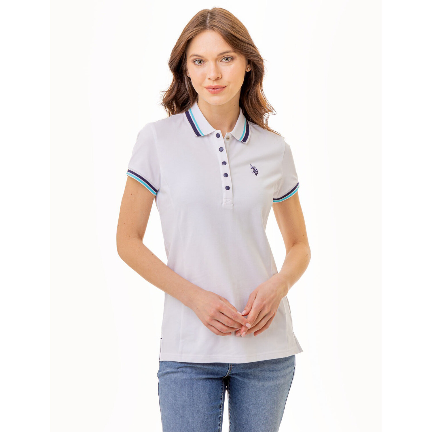 

Футболка-поло U.S. Polo Assn. Princess Side Seam Tipped, белый