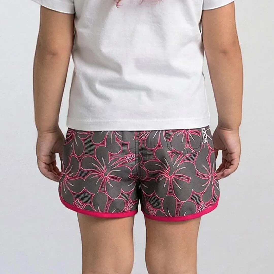 Детские плавки-шорты для девочек с принтом Surf/Swim Boardshorts Premium Ocean Friendly Kahuna Kids, Magentapink / Dunkelgrau — фото 4