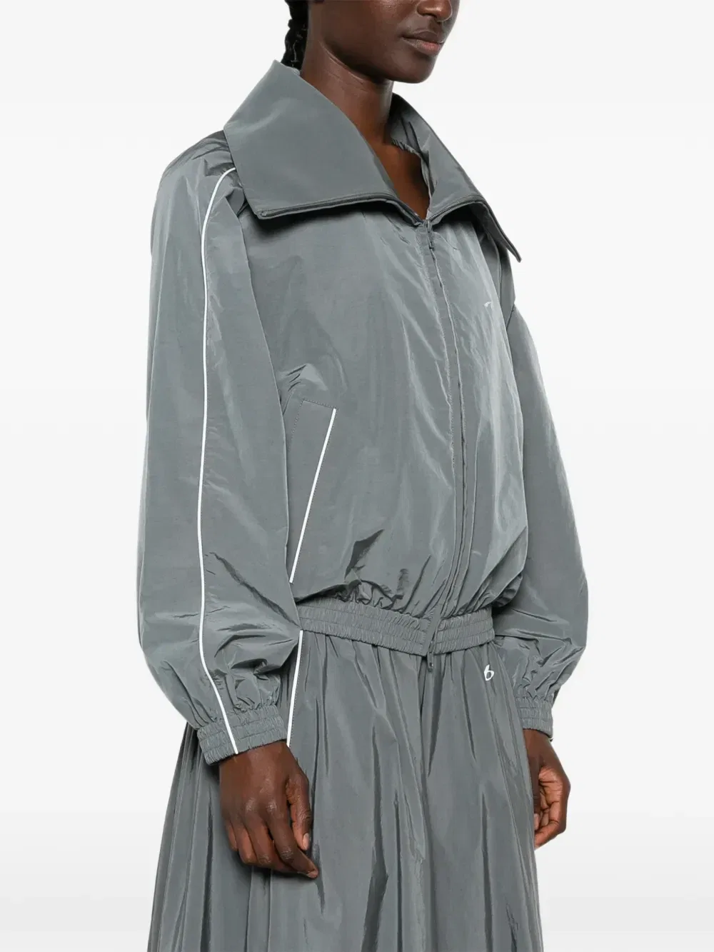 Легкая куртка под горло с логотипом Balenciaga, серый — фото 3