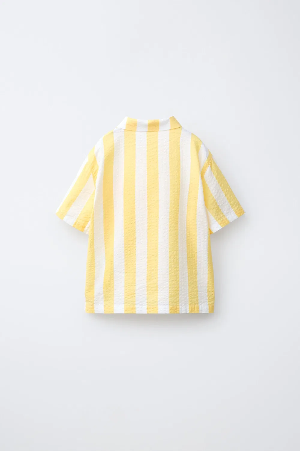 Полосатая рубашка из сирсакера ZARA, Yellow — фото 2