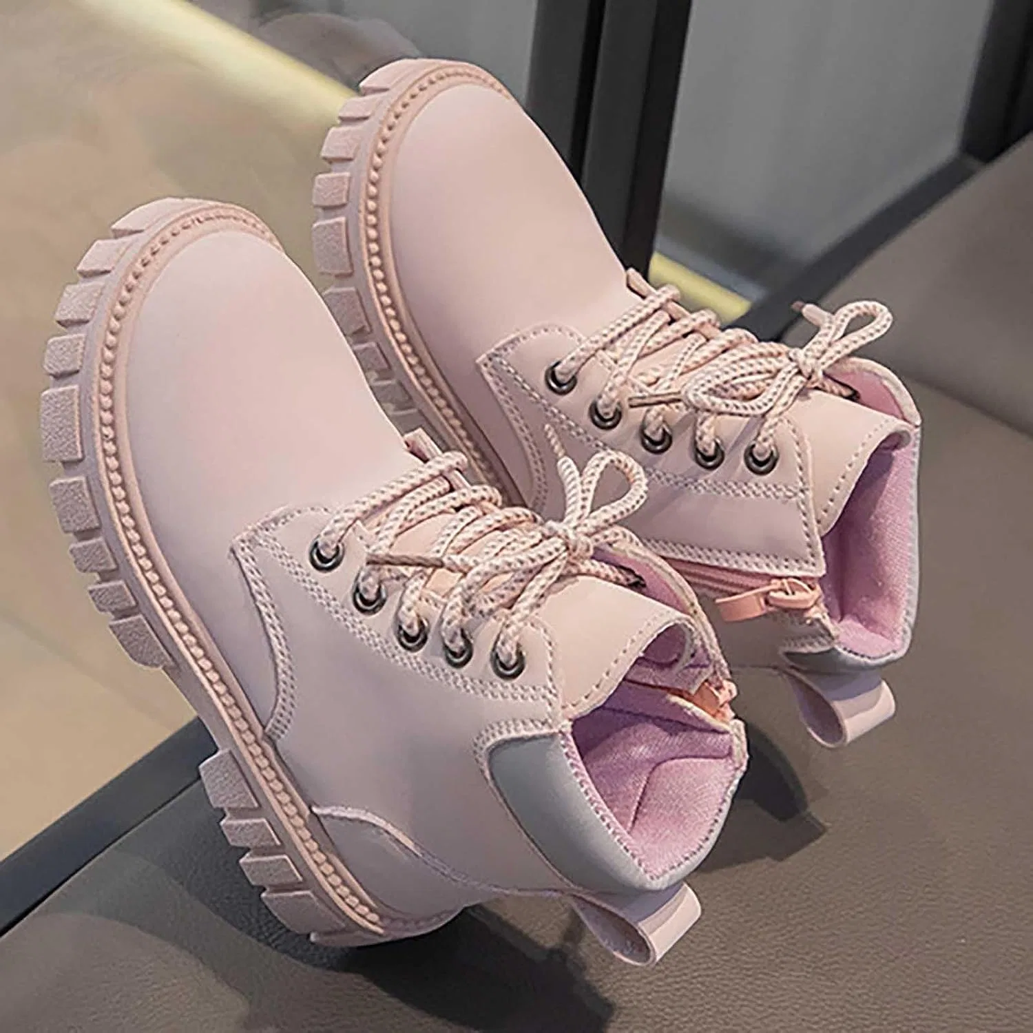 Детские ботинки с боковой молнией и шнуровкой Western Boot, Pink — фото 2