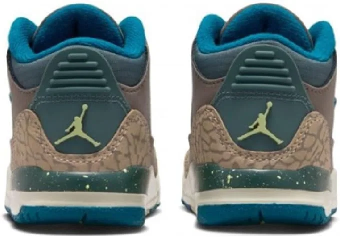 Детские кроссовки для мальчиков Jordan 3 Retro Nike, Olive Grey/Khaki/Sea Glass/Green Abyss — фото 4