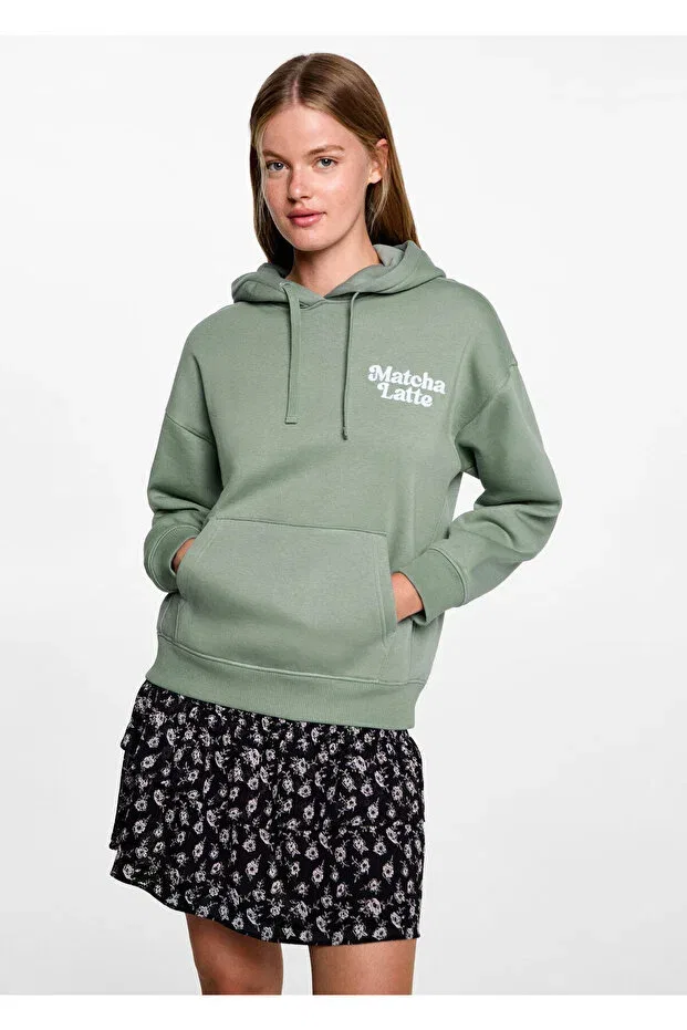 Детская толстовка для девочек с капюшоном Mango Woman, Green — фото 2