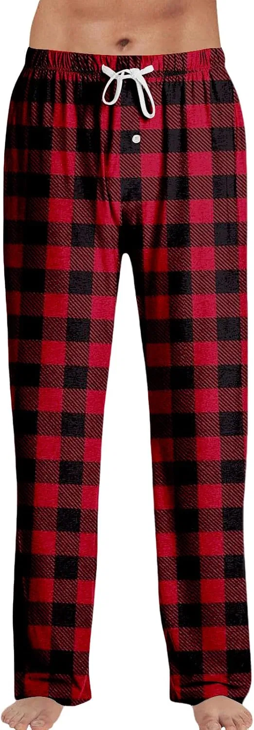 Мужские пижамные штаны с принтом Buffalo Plaid, красный — фото 3