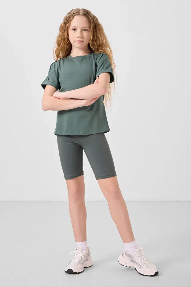 Детские леггинсы для девочек хлопковые комплект 3 шт Tommy Life, Black-Olive Green-Dark Beige — фото 2