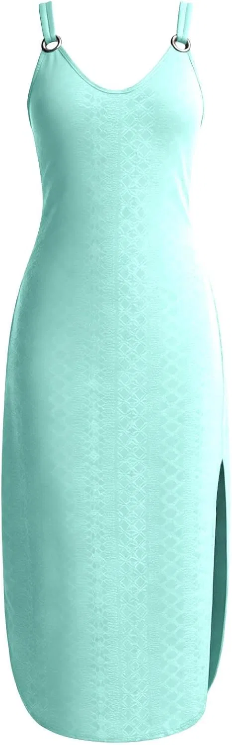 Женское летнее макси-платье без рукавов с вырезом U Eyelet, Mint Green — фото 2