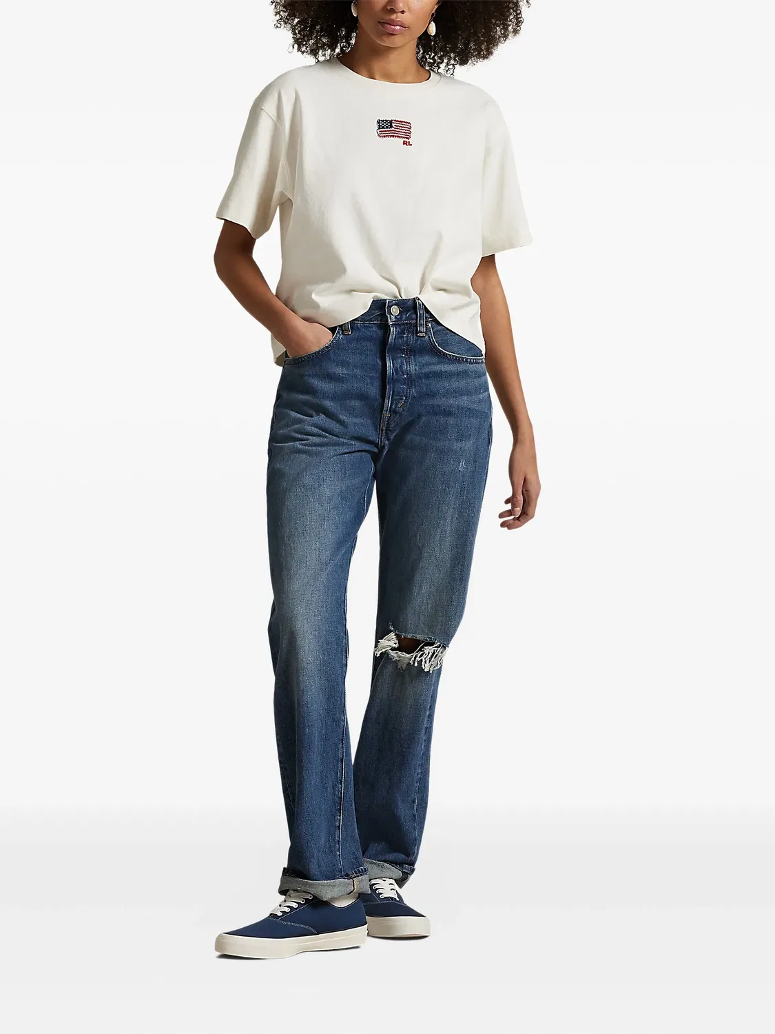 Футболка с вышивкой Polo Ralph Lauren, белый — фото 2