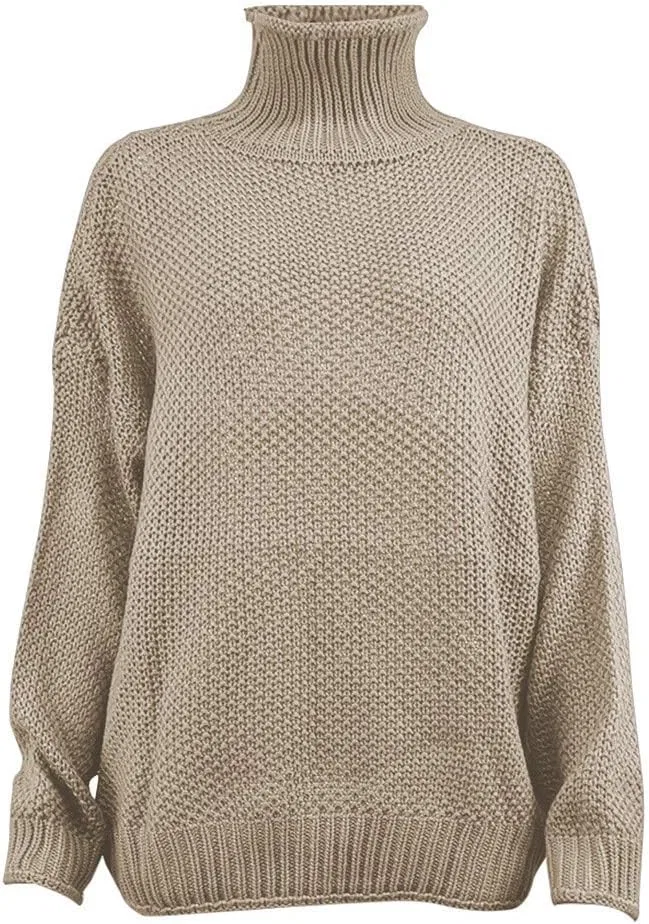 Женский свитер оверсайз с длинным рукавом, модель Batwing, цвет Beige — фото 4