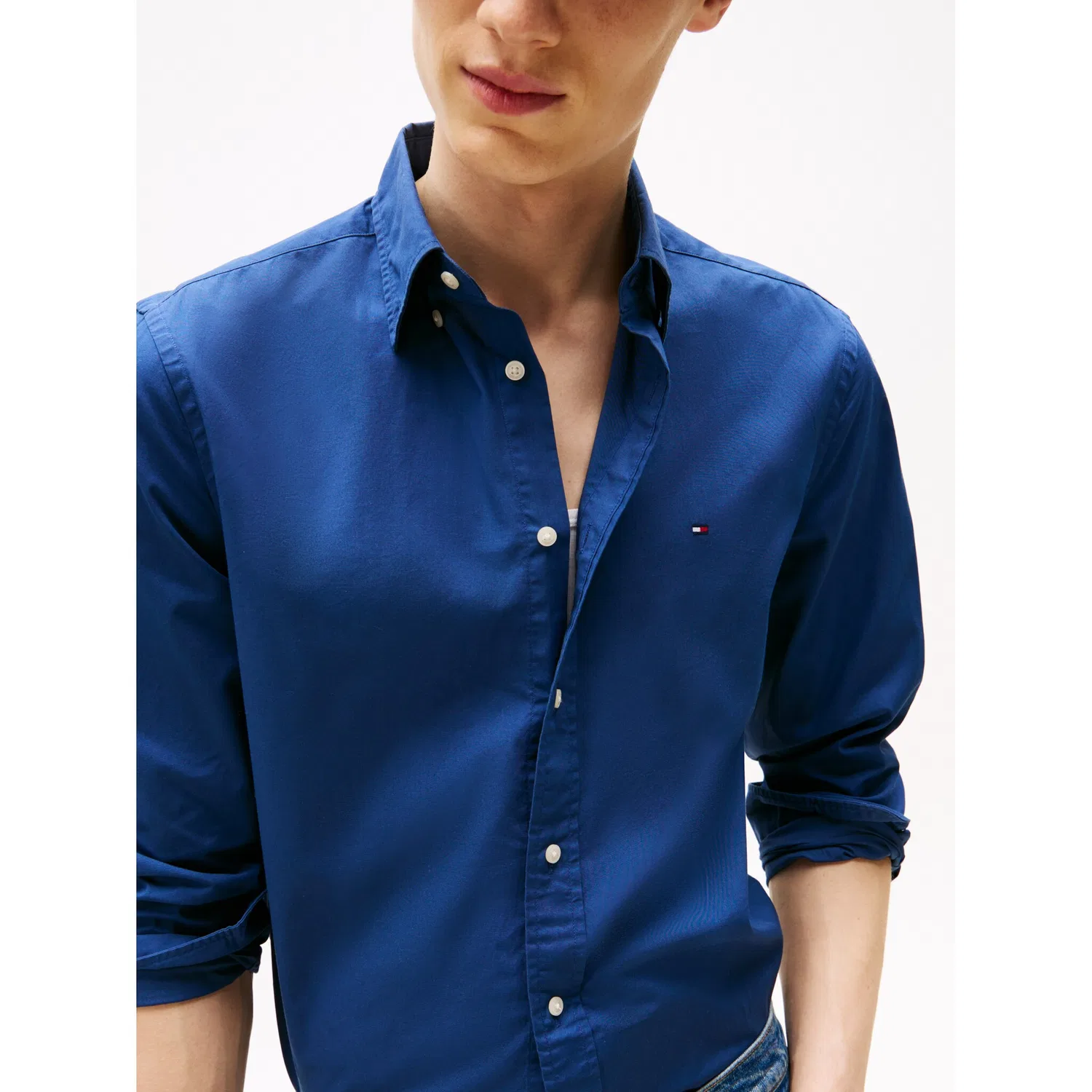 Мужская классическая рубашка regular fit Tommy Hilfiger, Aegean Sea — фото 4