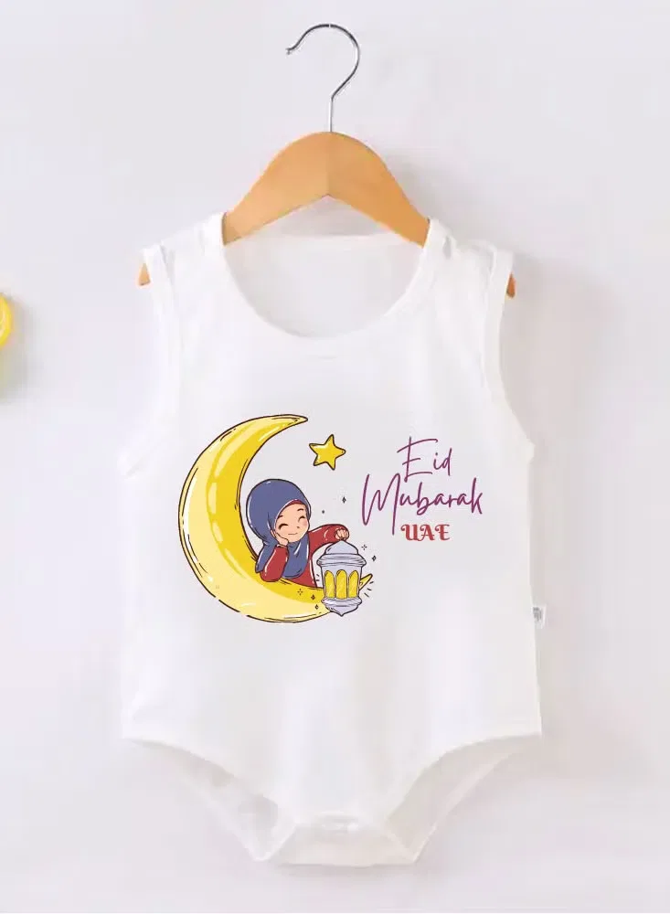 Боди-комбинезон без рукавов с принтом First Eid UAE Printshop4Me, белый — фото 2