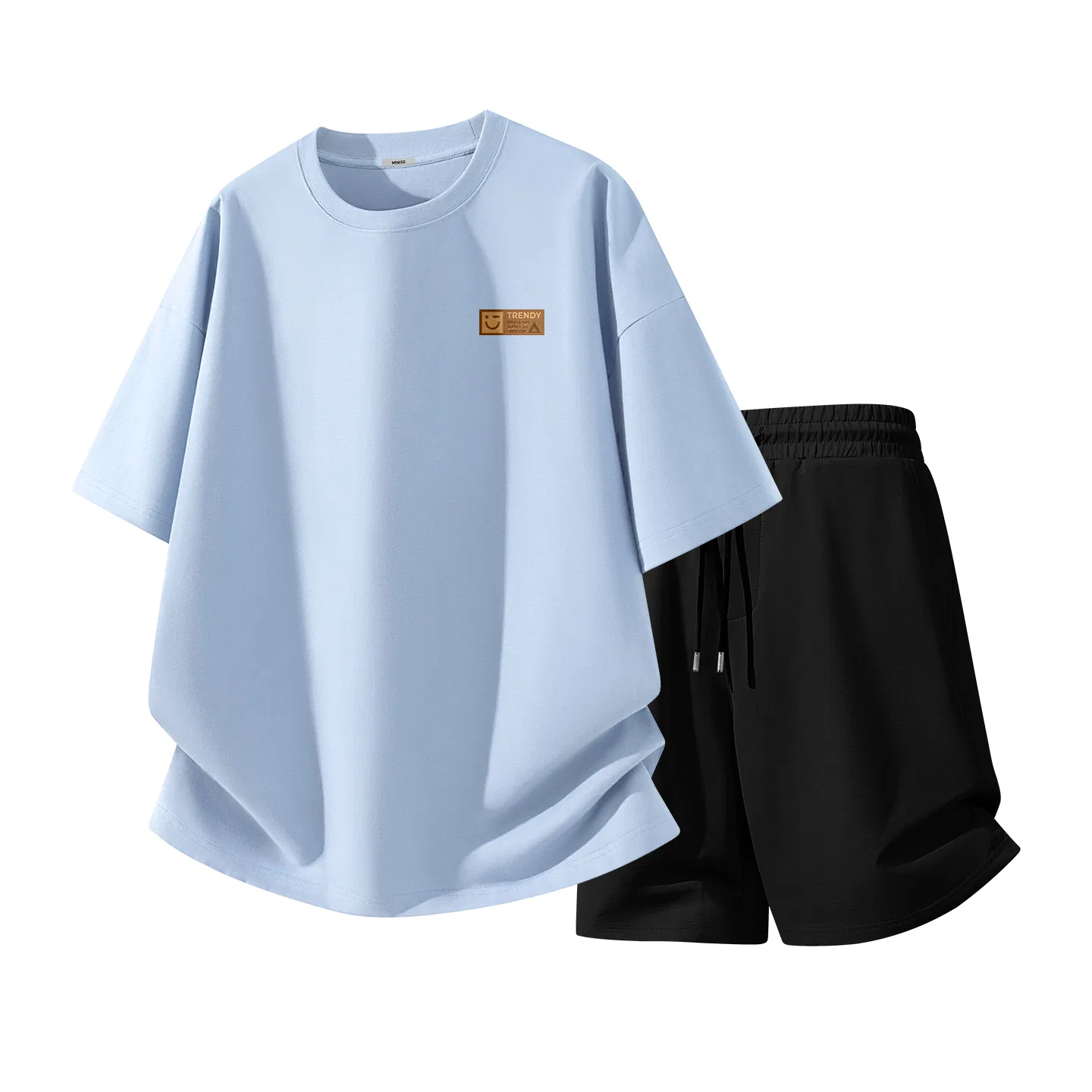 Детский спортивный комплект из хлопка MINISO, Glacier Blue + Black