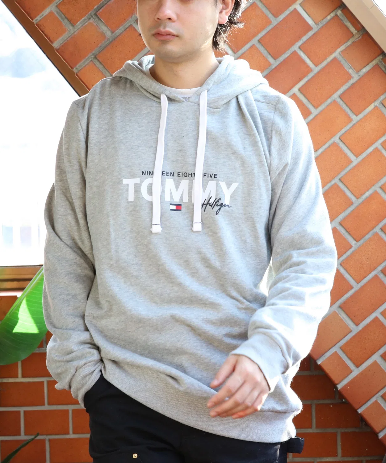 Мужское худи с длинным рукавомс принтом TOMMY HILFIGER, Серый — фото 4