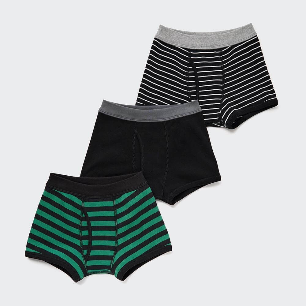 

Комплект трусов Uniqlo Boxers, 3 пары, черный/серый/хаки