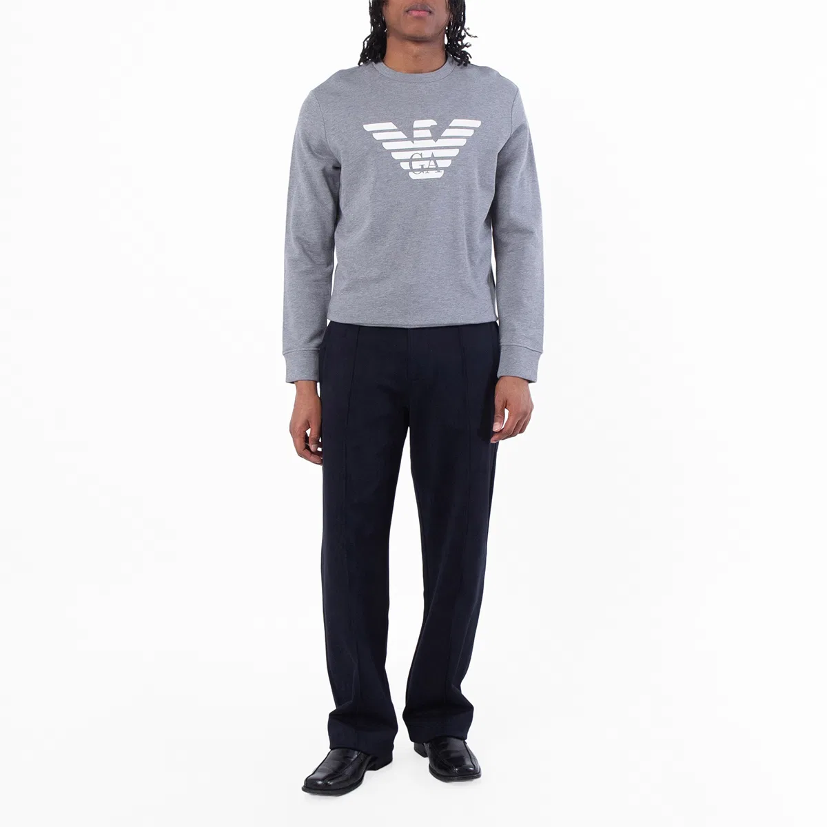 Свитшот с круглым вырезом и логотипом Emporio Armani Essentials, Grey — фото 4