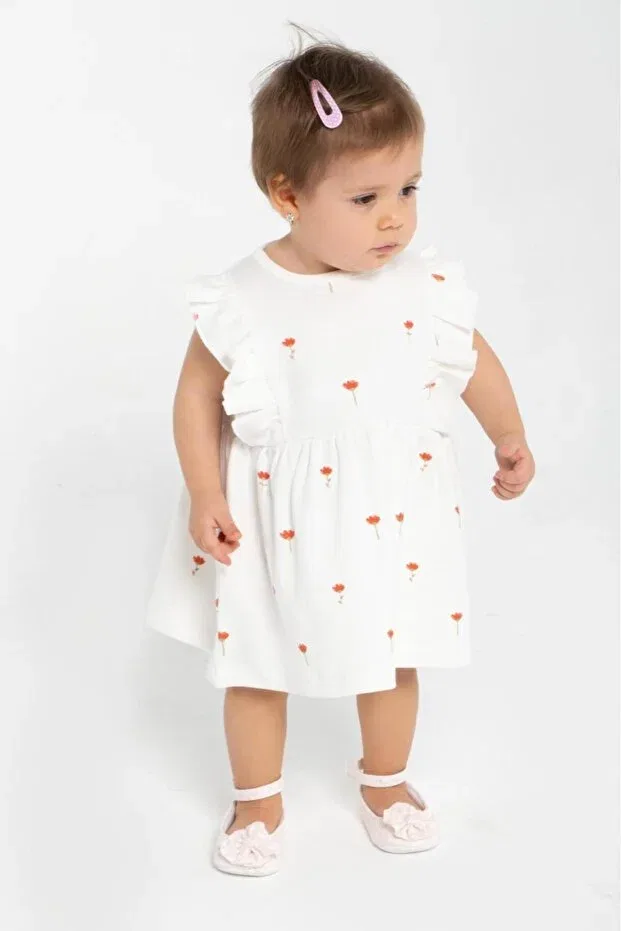 Детское платье для девочек с принтом Tulip Dress Baby Fou, White