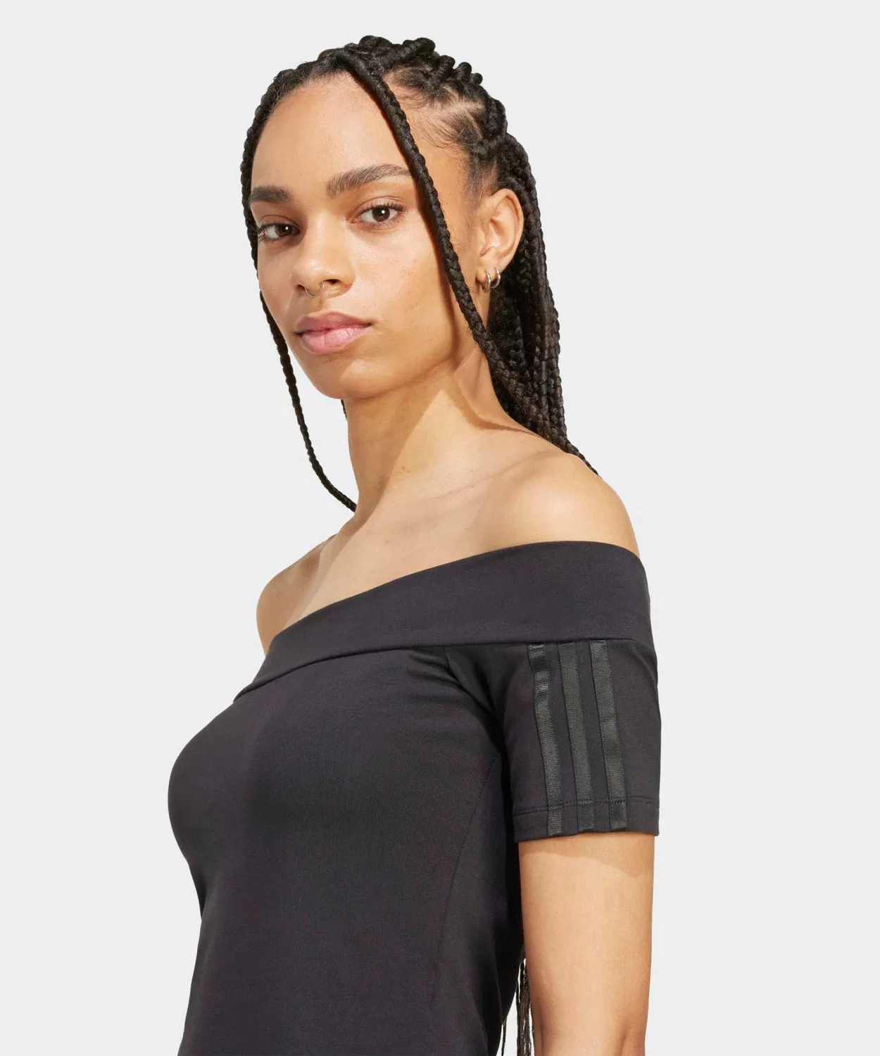 Женская футболка с банджи-воротником и принтом Adidas Originals, Black — фото 4