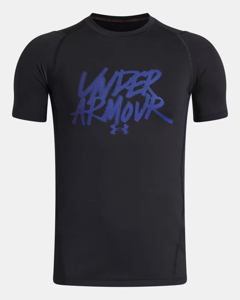Футболка детская с коротким рукавом из легкой дышащей ткани HeatGear UnderArmour, Black/Royal