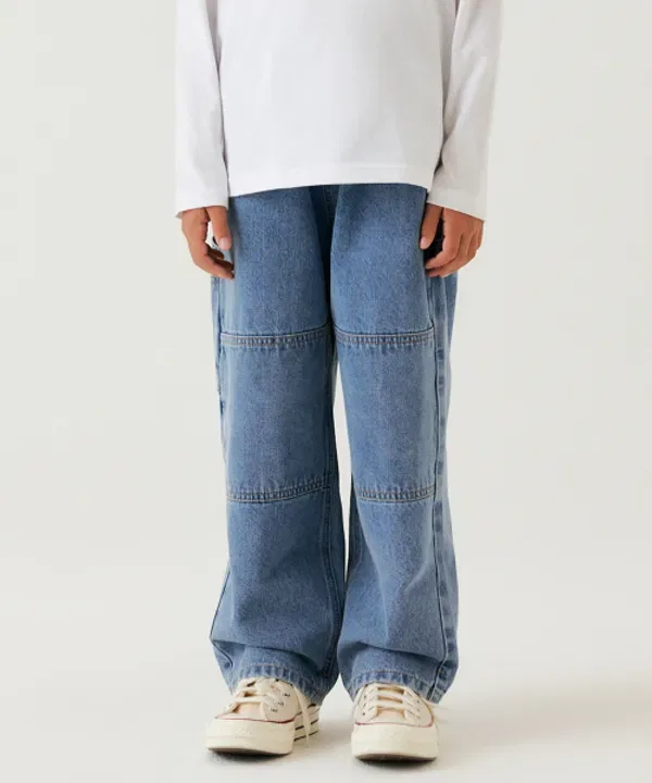 Джинсы широкие с карманами, Musinsa Standard Kids, light indigo
