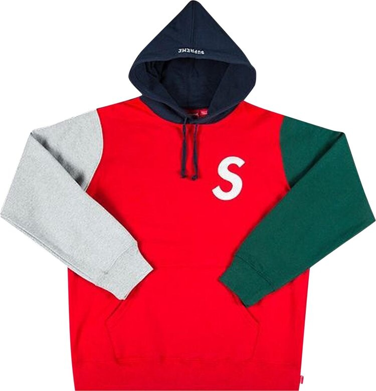 

Толстовка Supreme S Logo Colorblocked Hooded Sweatshirt 'Red', красный