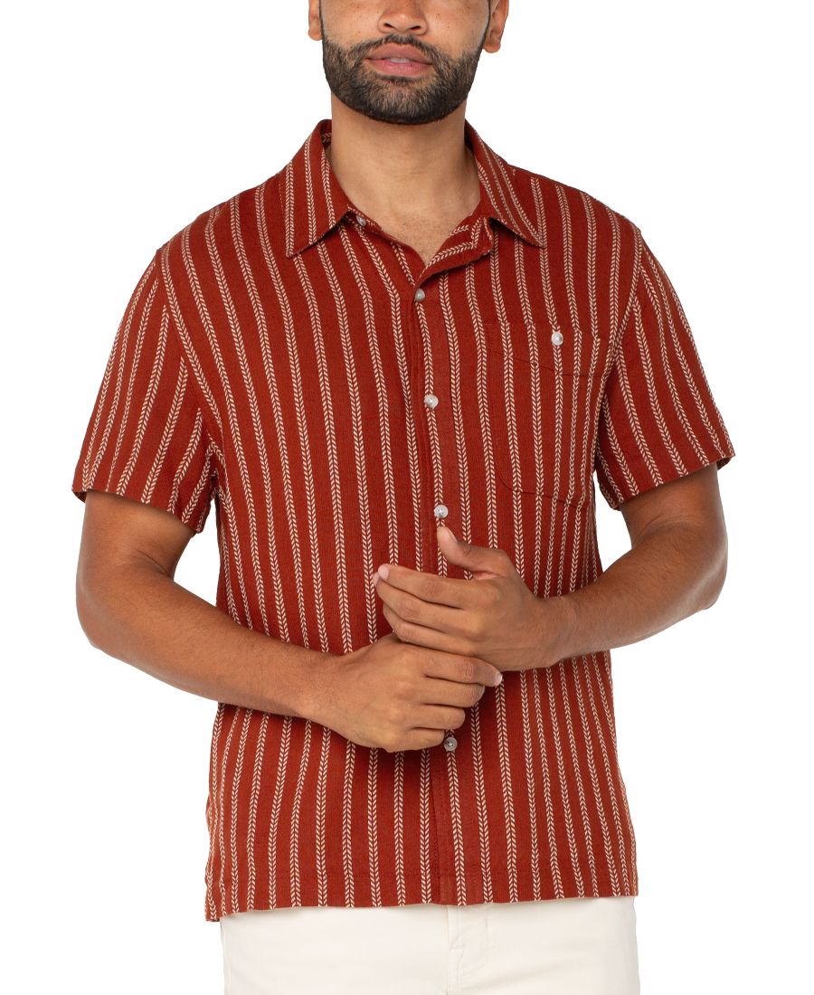 

Мужская полосатая рубашка с коротким рукавом для походов Liverpool Los Angeles, Saffron