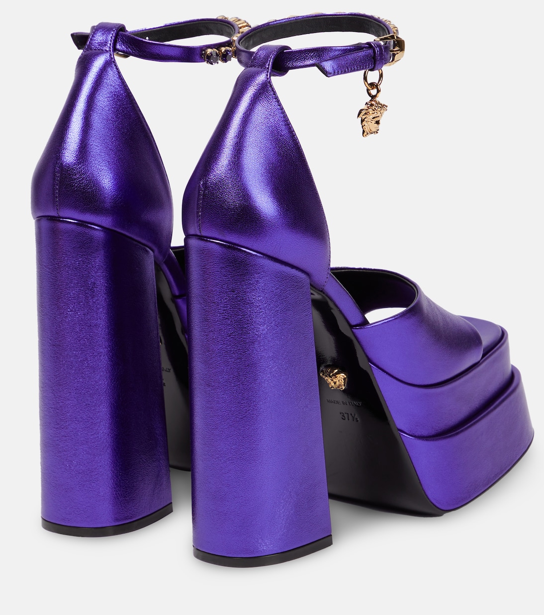 Сандалии Medusa Aevitas из кожи на платформе Versace, Dark Orchid-Vesrace Gold — фото 3