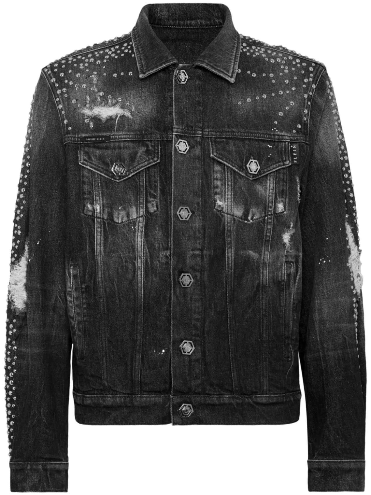 

Philipp Plein джинсовая куртка с заклепками, серый